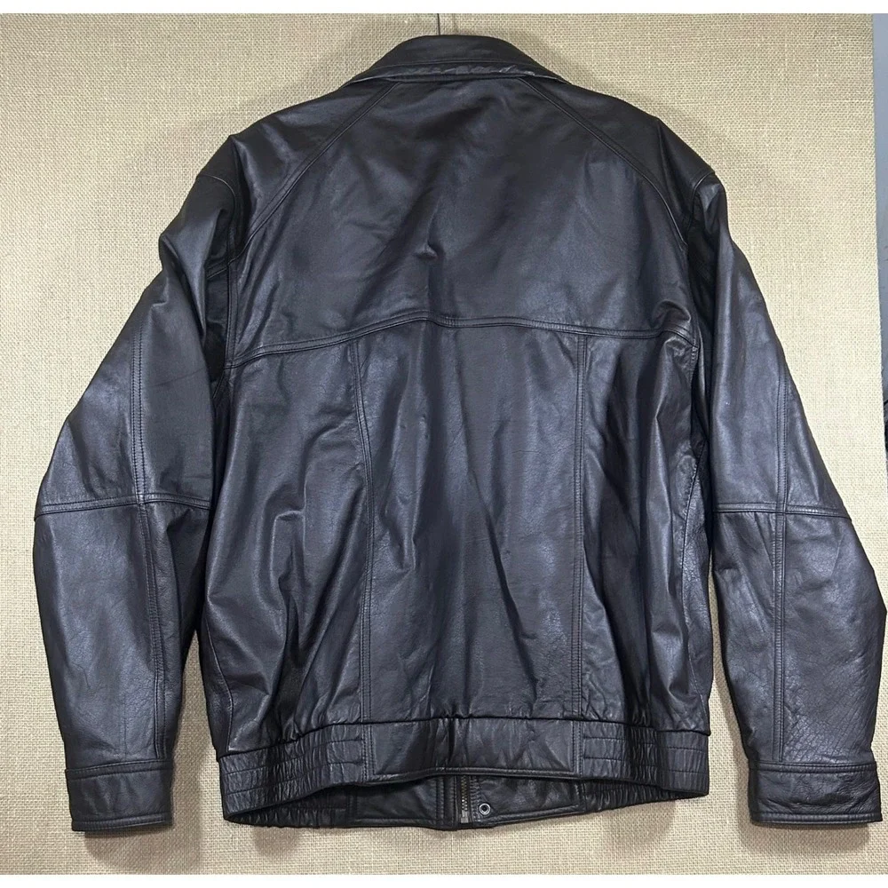 Vtg Members Only Leather Bomber Jacket Mens XLT Dark Brown Cowhide Retro 90s